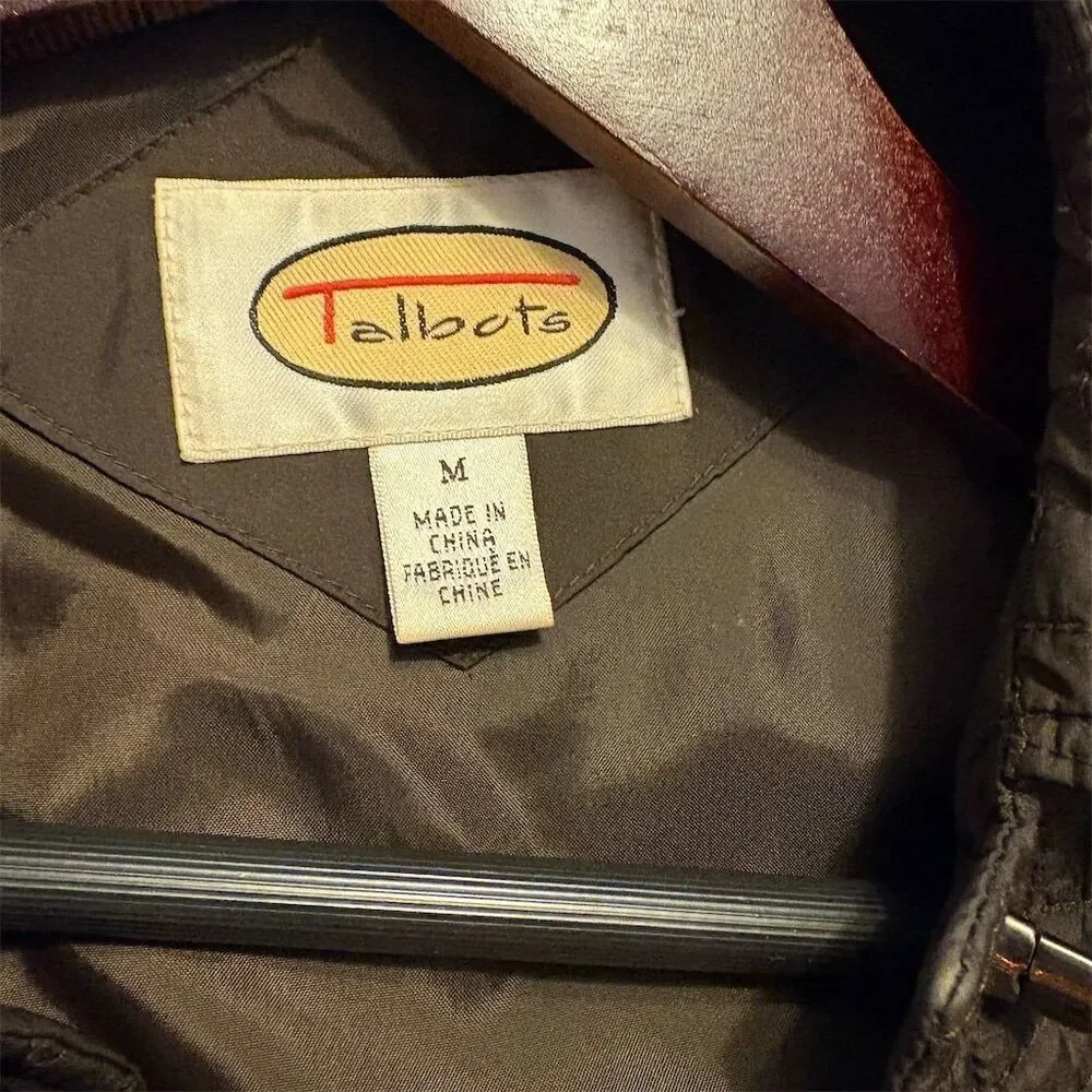 Talbots Women's Quilted Jacket Brown Mid-Length Button Casual Size M